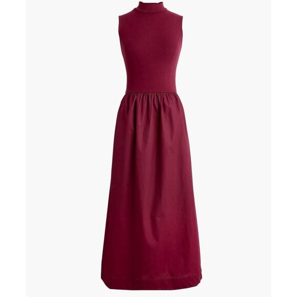 J. Crew Factory Dresses & Skirts - J. Crew Factory Mock Neck Mixed Media Midi Dress Red Size Small NWT